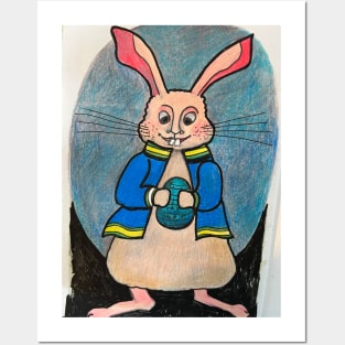 Bunny in Blue Jacket Posters and Art